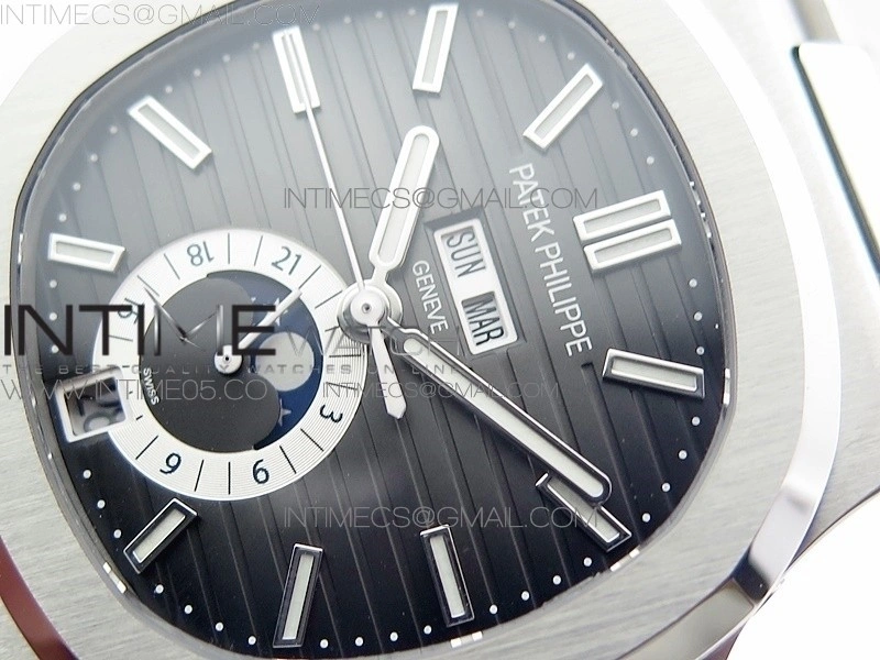 NAUTILUS 5726 SS GRF 1:1 BEST EDITION GRAY DIAL WORKING ANNUAL CALENDARON SS BRACELET A.324 V2